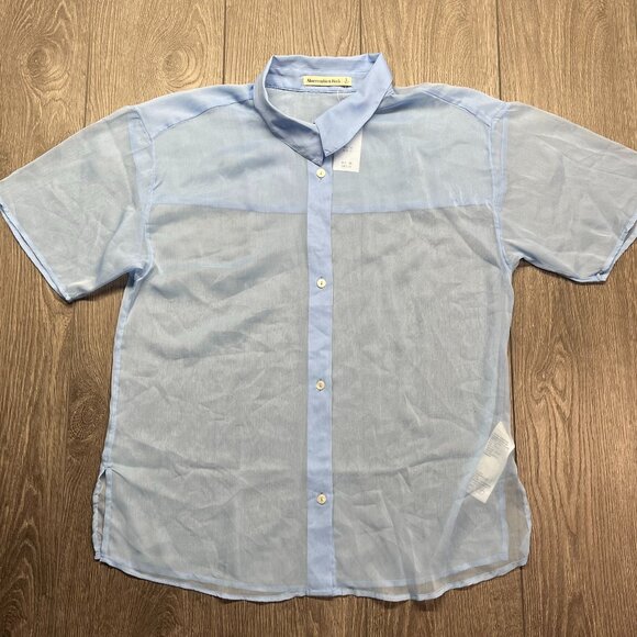Abercrombie Fitch Small Sheer Button Shirt New NWT‎ Blue - Picture 1 of 10